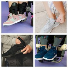 Collage of adapted shoes from Friendly Shoes